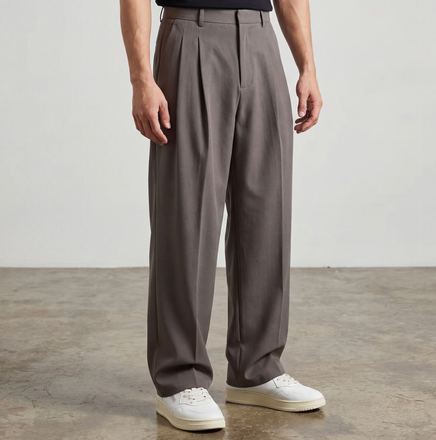 Pleated Straight Trousers