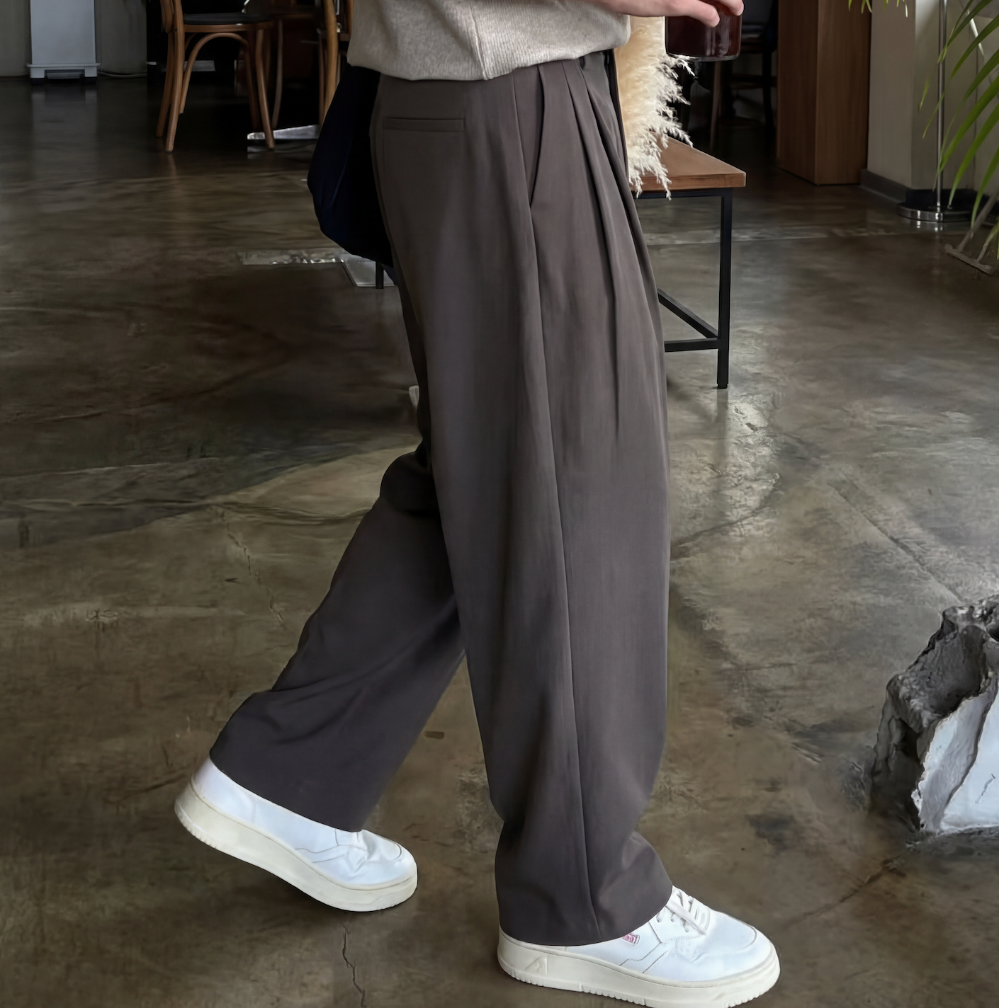 Pleated Straight Trousers