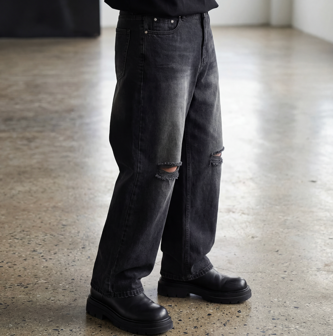 Wide Straight Denim Jeans