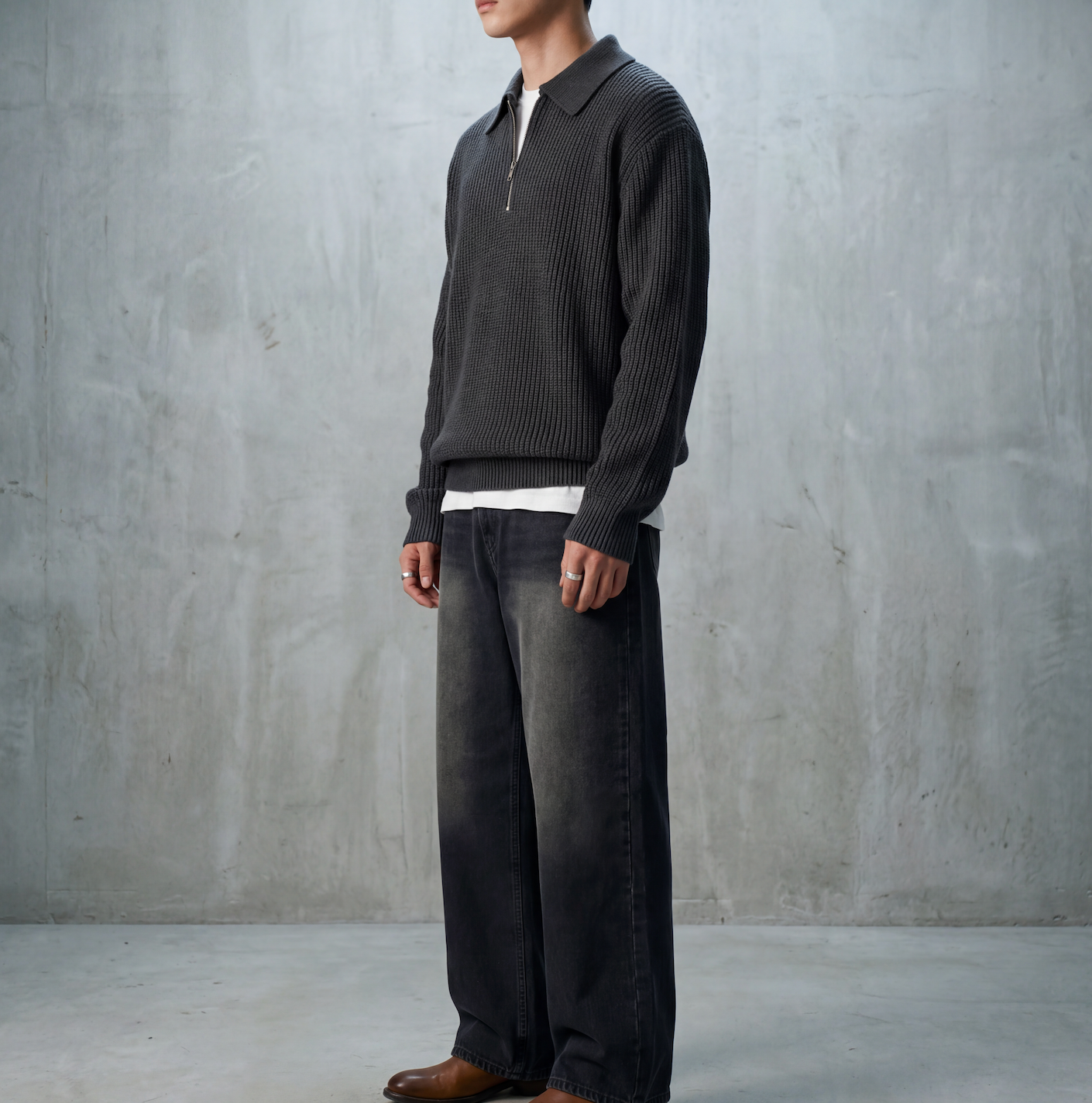 Wide Straight Denim Jeans